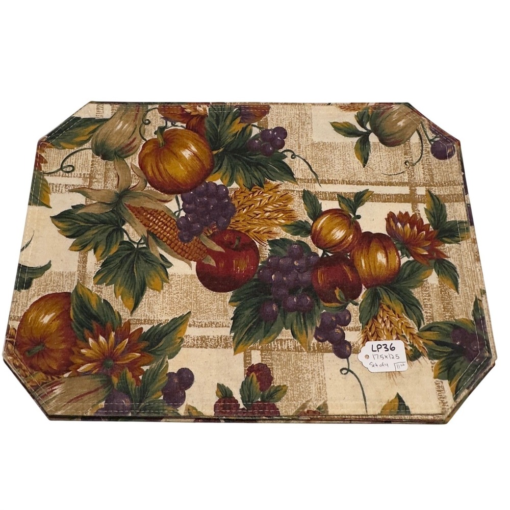 Harvest‎ Pumpkin Fruit Placemats Set of 4 Autumn Thanksgiving Table Decor